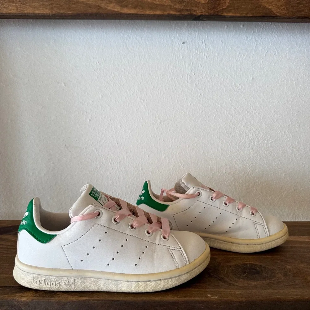 Adidas Stan Smith White Green Pink Kids Sneakers Size 11K FX7524